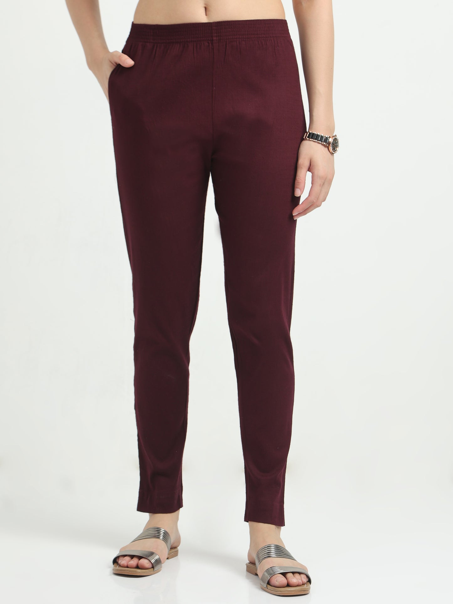 Everyday Stretch Pocket Pants - Wine Red