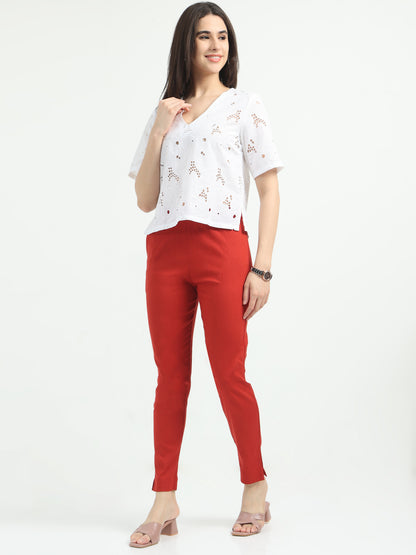 Everyday Stretch Pocket Pants - Reddish Maroon