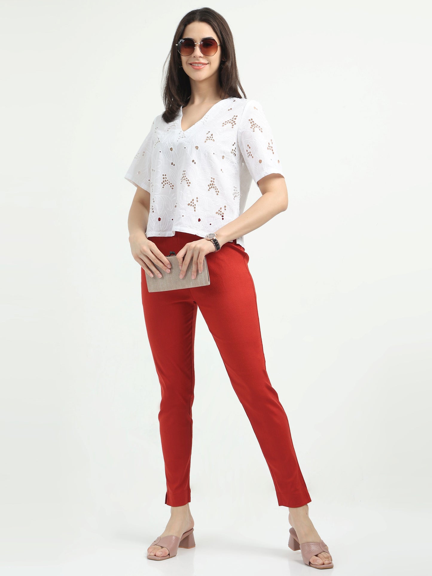 Everyday Stretch Pocket Pants - Reddish Maroon