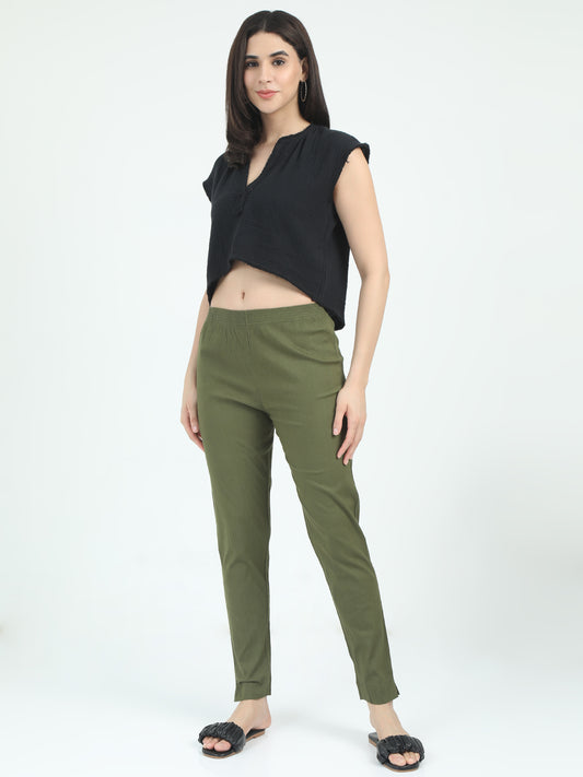 Everyday Stretch Pocket Pants - Olive Green
